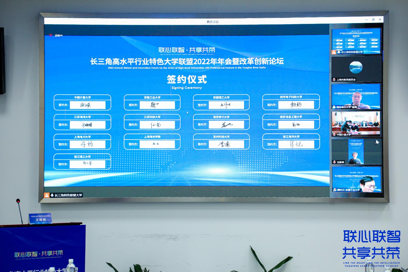 《長三角高水平行業特色大學聯盟關于研究生培養的合作備忘錄》線上簽約儀式